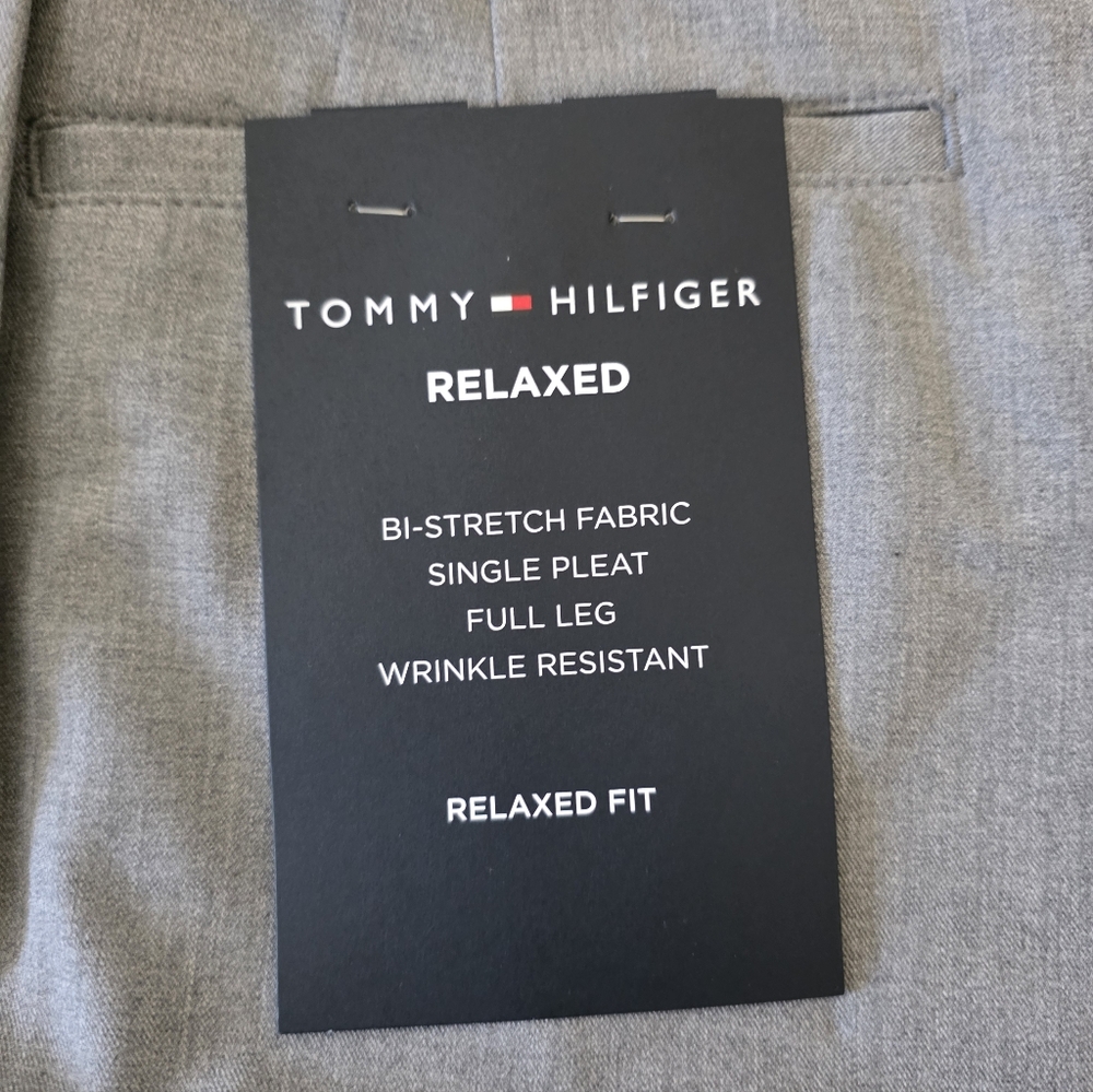 Tommy Hilfiger Mens Dress Pants 34x32 Wrinkle Free Grey Career $95 Relax Fit - Picture 3 of 6